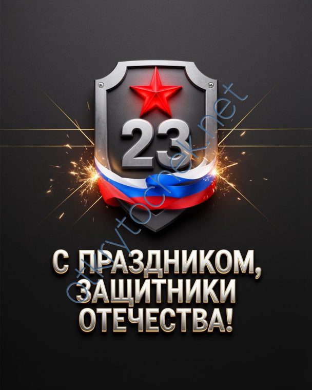 Мужская стильная открытка с поздравлением на 23 февраля