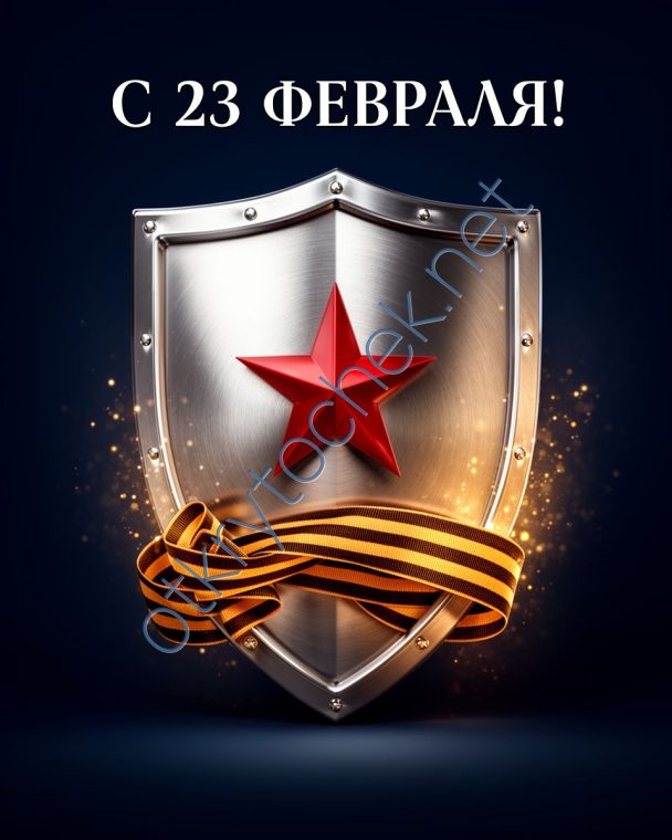 Стальная мужская открытка с поздравлением к 23 февраля