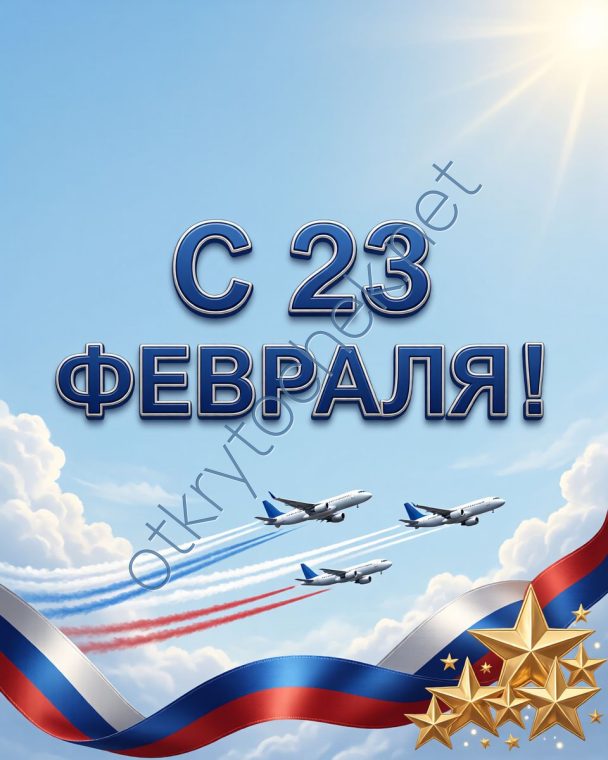Картинка с самолетами в небе - поздравление с 23 февраля