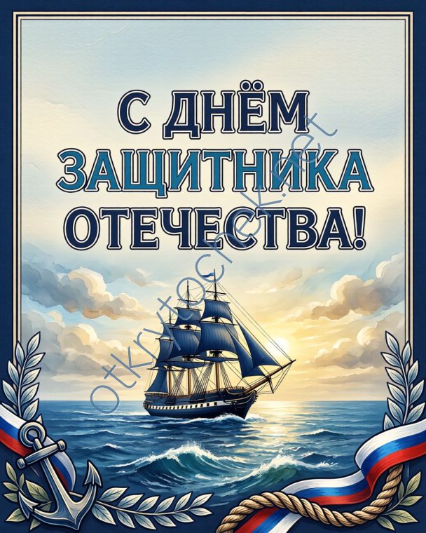Красивая морская картинка с праздником 23 февраля