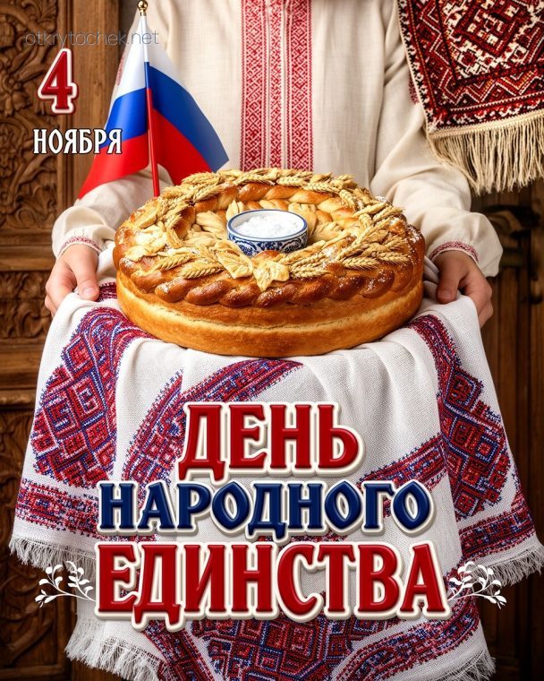 Русская красивая открытка с праздником День народного единства