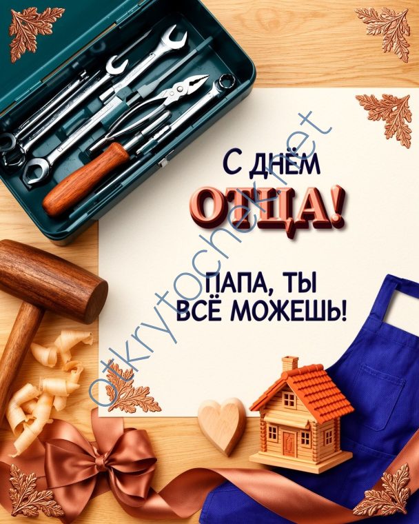 С Днем отца красивая поздравительная картинка с инструментами