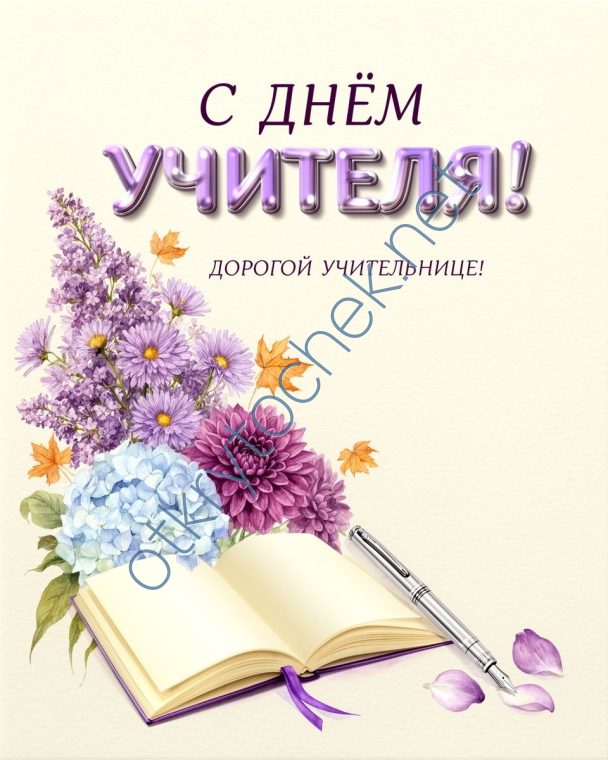 Поздравительная добрая открытка для учительницы на праздник