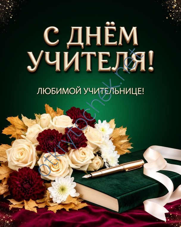 Открытка с цветами для учительницы на профессиональный праздник