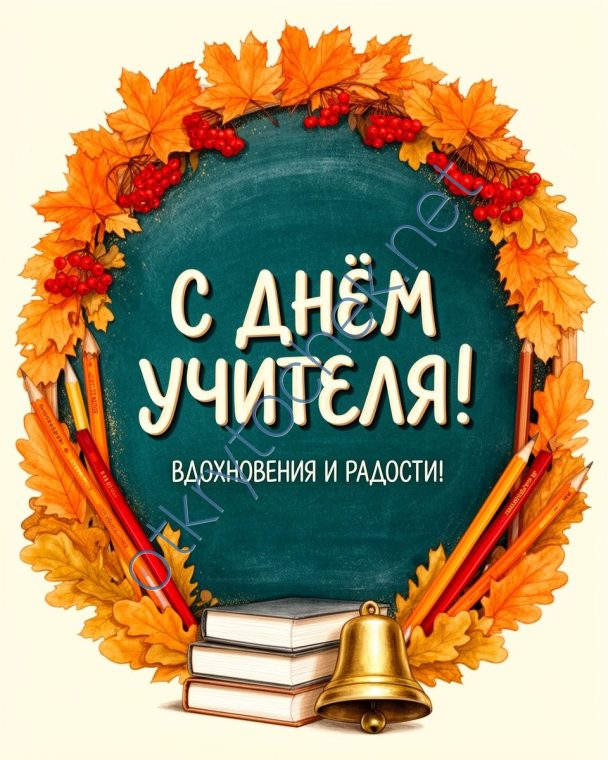 Осенняя поздравительная картинка к празднику День учителя