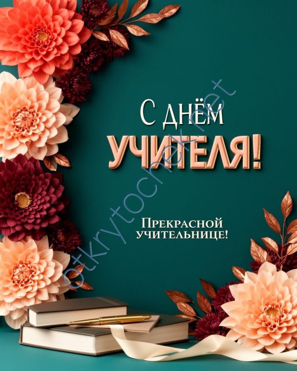 Красивая картинка с поздравлением ко дню учителя