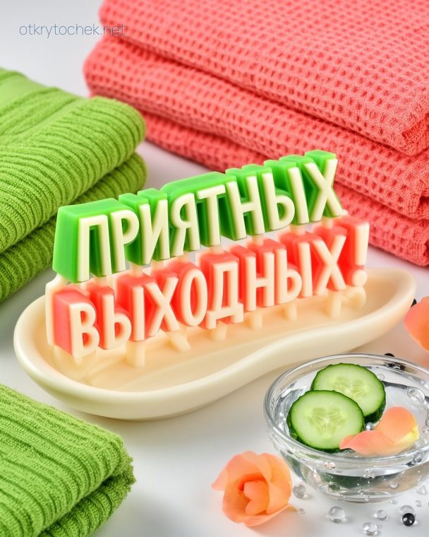 Классная открытка с 3D надписью приятных выходных