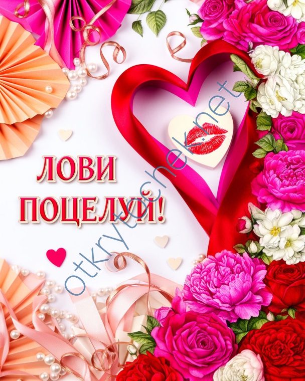 Любовная картинка - лови поцелуй