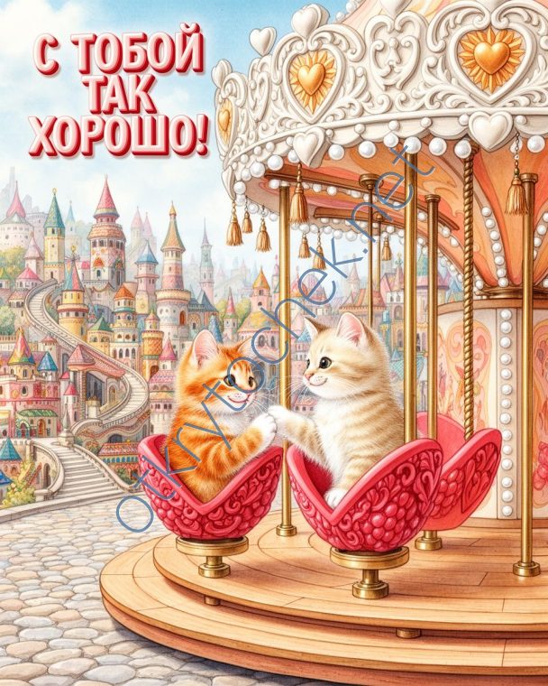 Любовная картинка с двумя котиками