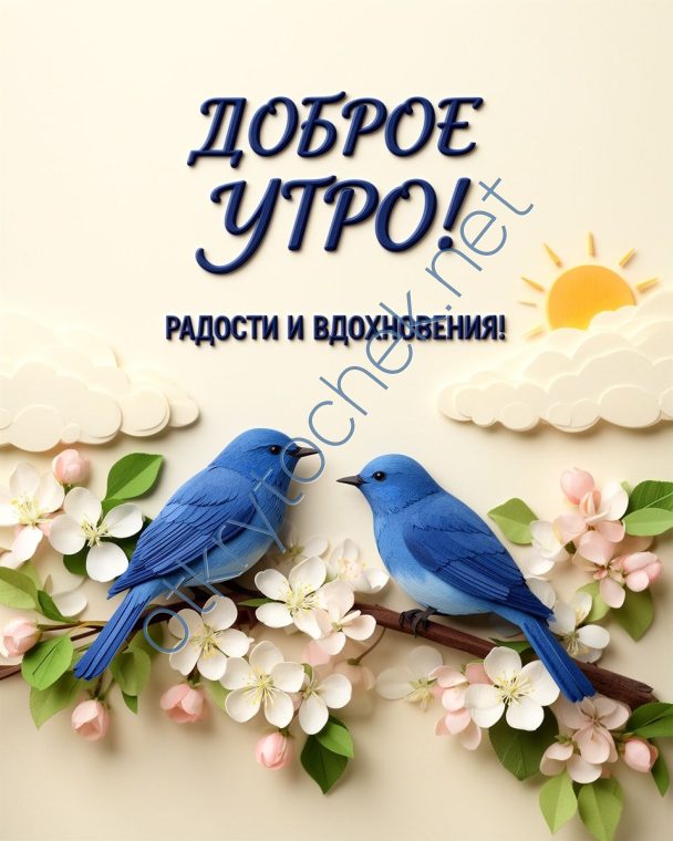 Красивая открытка Доброе утро с птичками