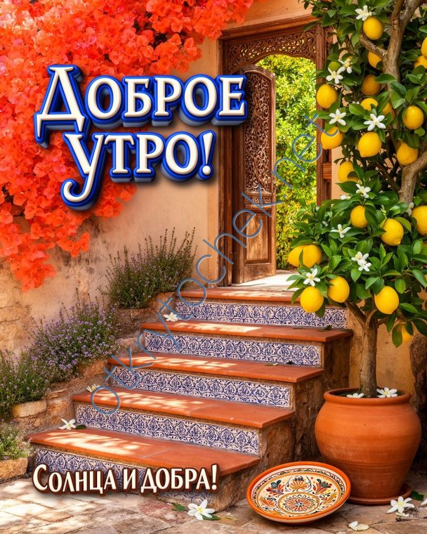 Открытка с добрым утром и пожеланием солнца и добра