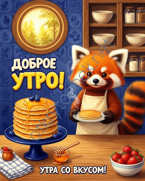 Миленькая рисованная картинка с Добрым утром