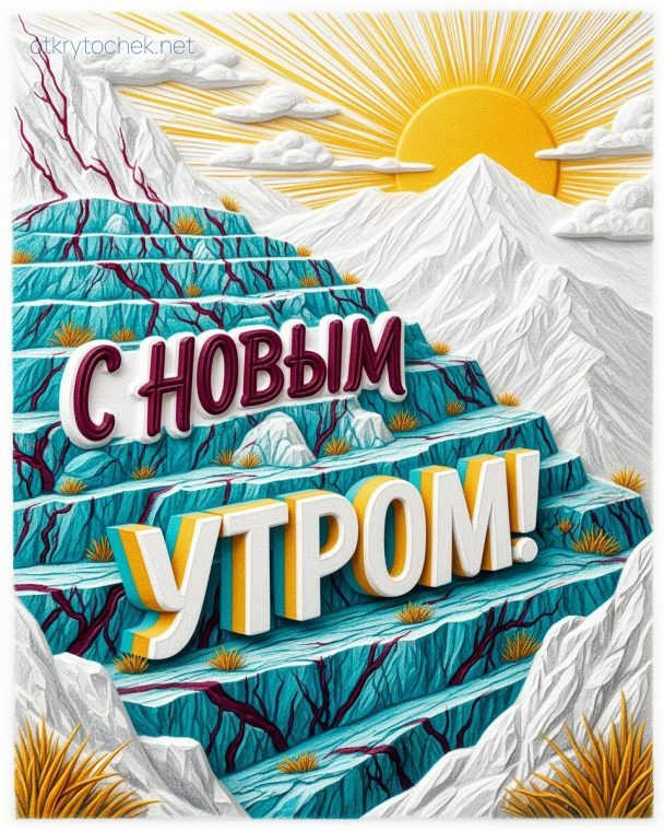Объемная красивая картинка и пожелание с новым утром
