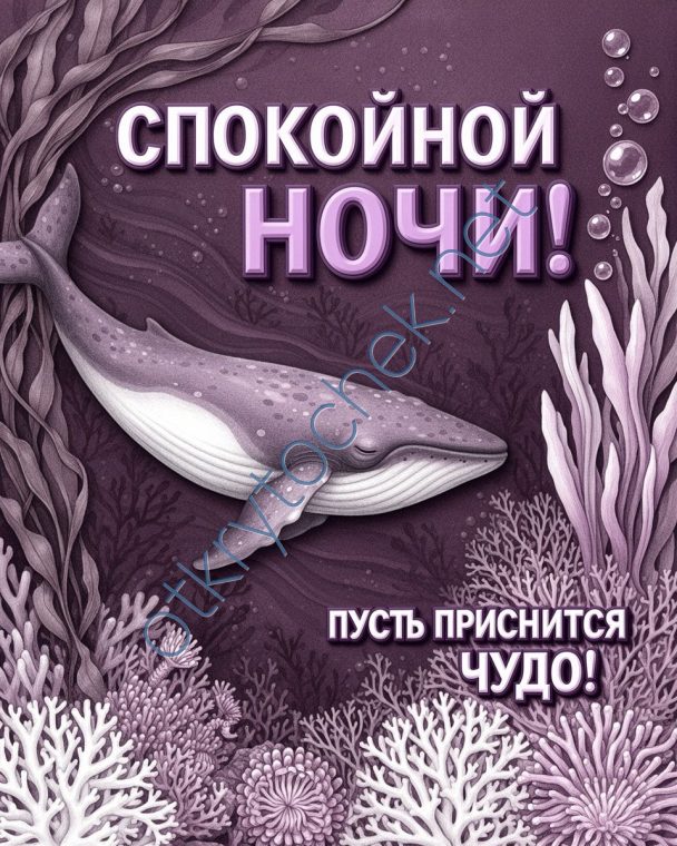 Подводная картинка с китом на тему спокойной ночи