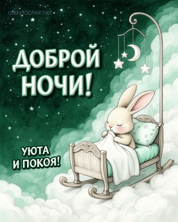 Открытка доброй ночи, уюта и покоя