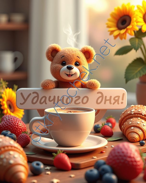 Добрая картинка с мишкой, который желает Удачного дня
