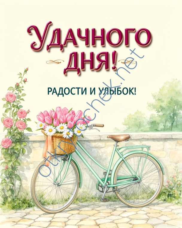 Добрая нарисованная картинка с пожеланием Удачного дня