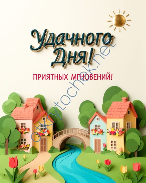Милая рисованная открытка с пожеланием Удачного дня