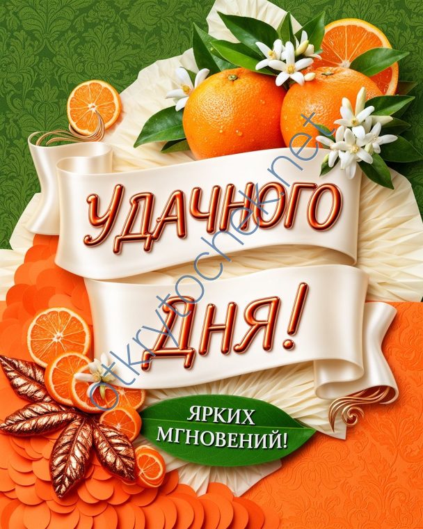 Апельсиновая открытка Удачного дня, ярких мгновений
