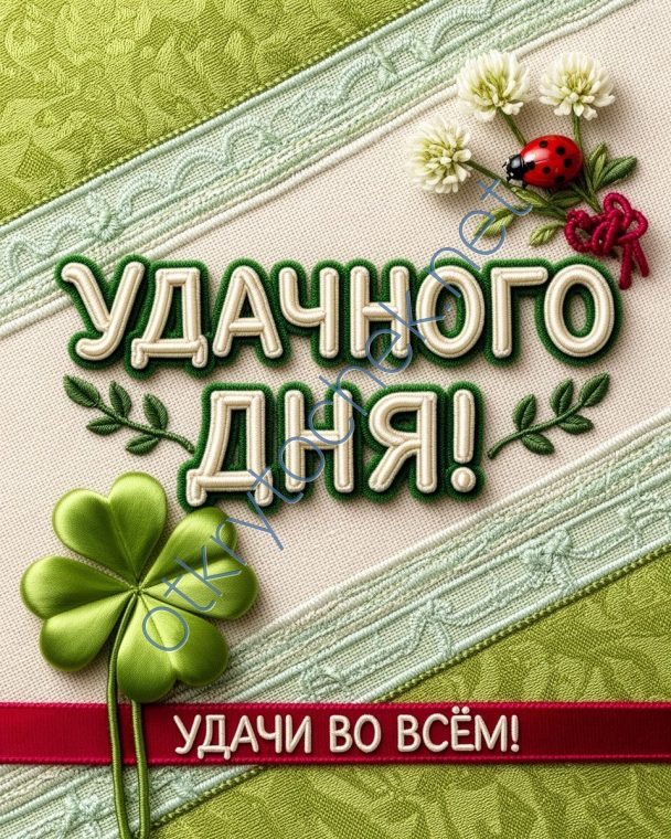 Милая вязаная открытка с пожеланием Удачного дня