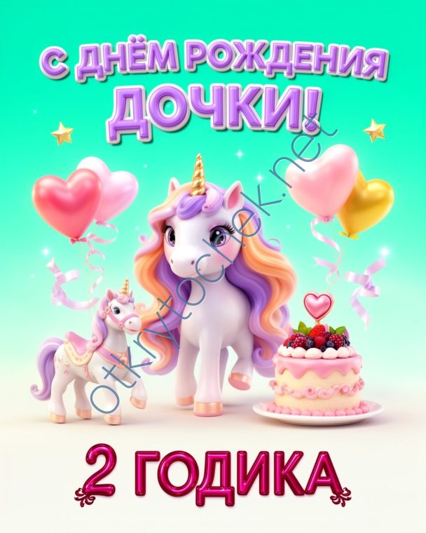 Добрая открытка родителям с Днем рождения дочки на 2 года