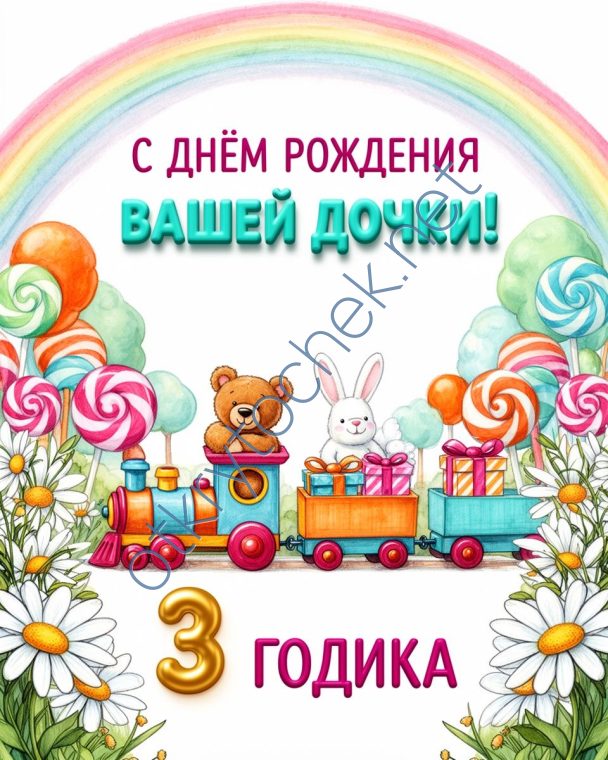 Скачать картинку родителям девочки с Днем рождения 3 года