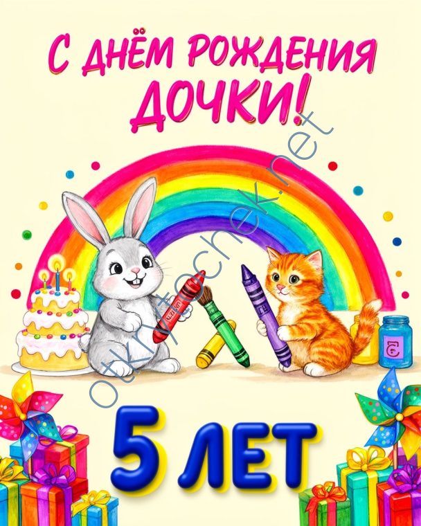 Открытка для родителей девочки с Днем рождения на 5 лет