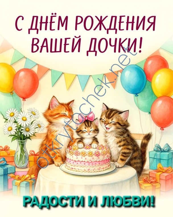 Картинка с котиками родителям на день рождения дочери