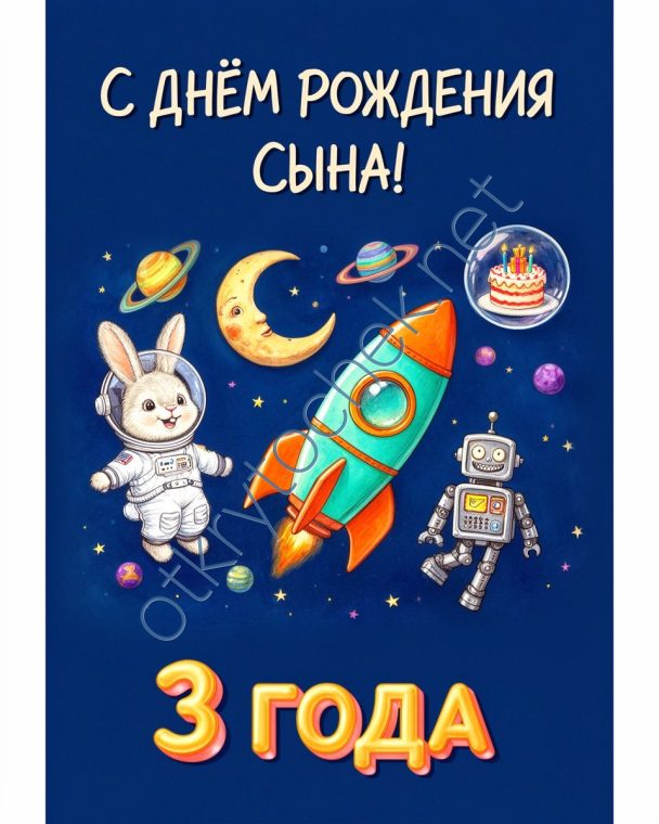 Космическая картинка с Днем рождения сына 3 года