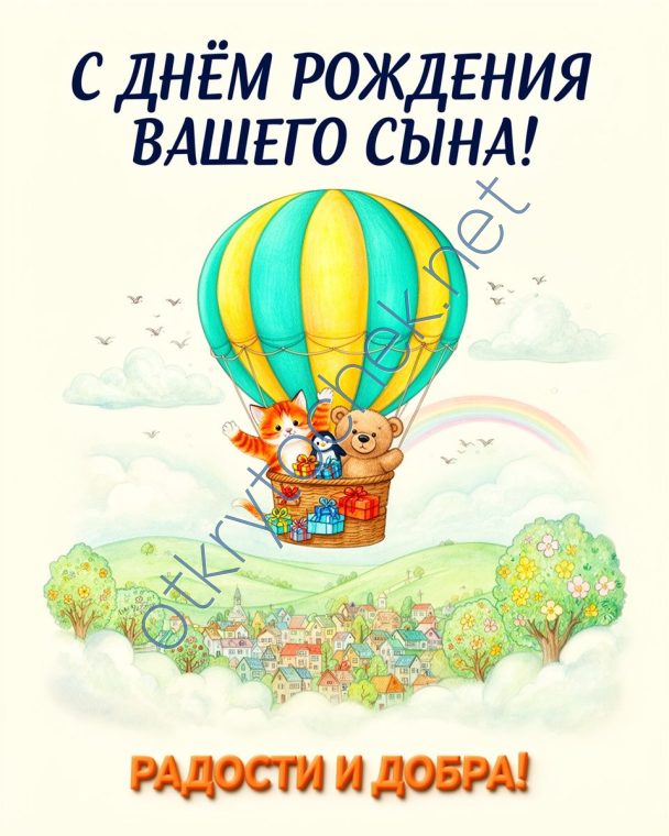 Родителям с Днем рождения сына - красивая открытка