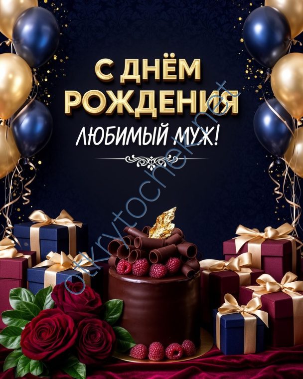 Стильная поздравительная открытка с Днем рождения для мужа