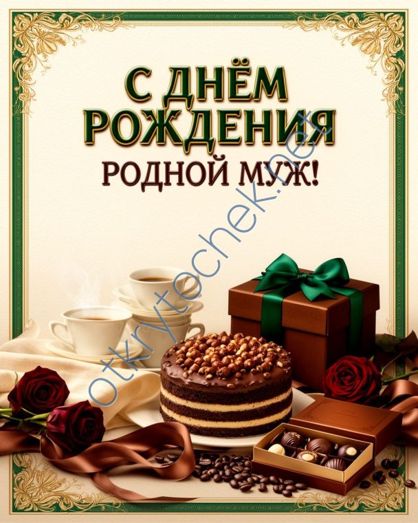 Сладкая открытка для мужа с поздравлением с Днем рождения