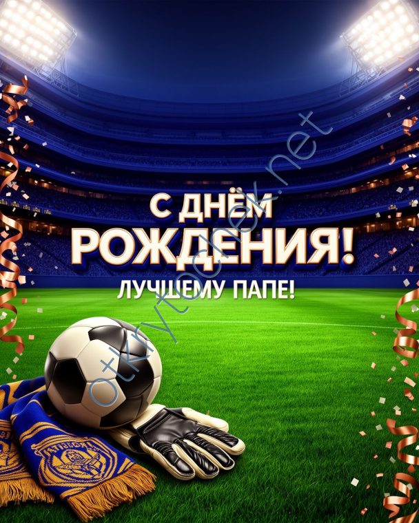 Футбольная открытка с Днем рождения лучшему папе