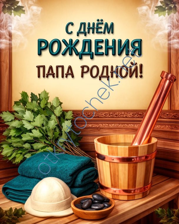 Банная поздравительная открытка с Днем рождения папе
