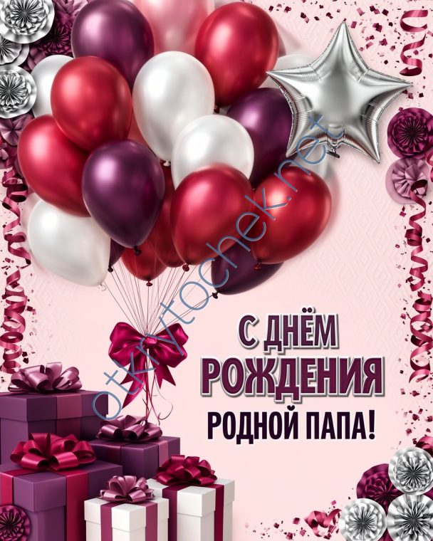 Картинка с шариками - с Днем рождения родной папа