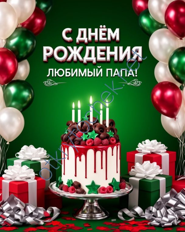 Картинка с тортом и свечками - с Днем рождения любимый папа