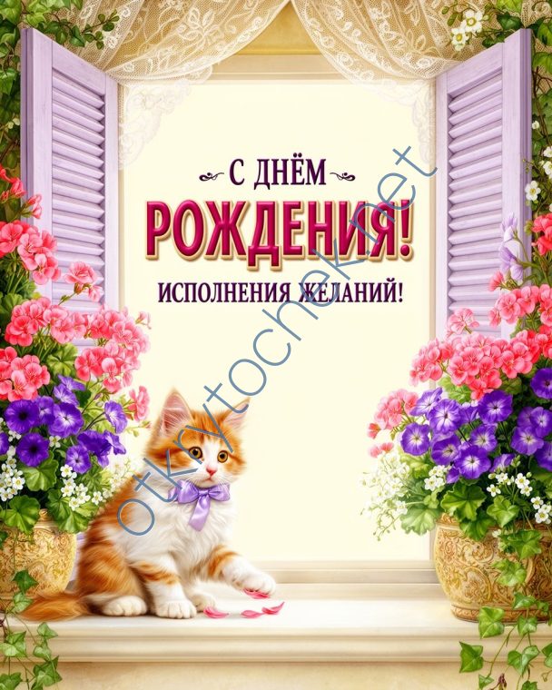 Открытка с Днем рождения и исполнения желаний