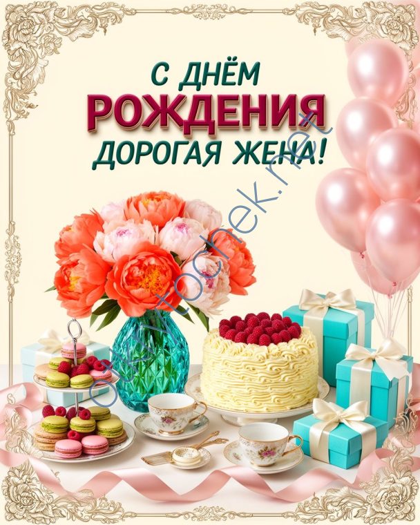 Картинка с Днем рождения дорогая жена