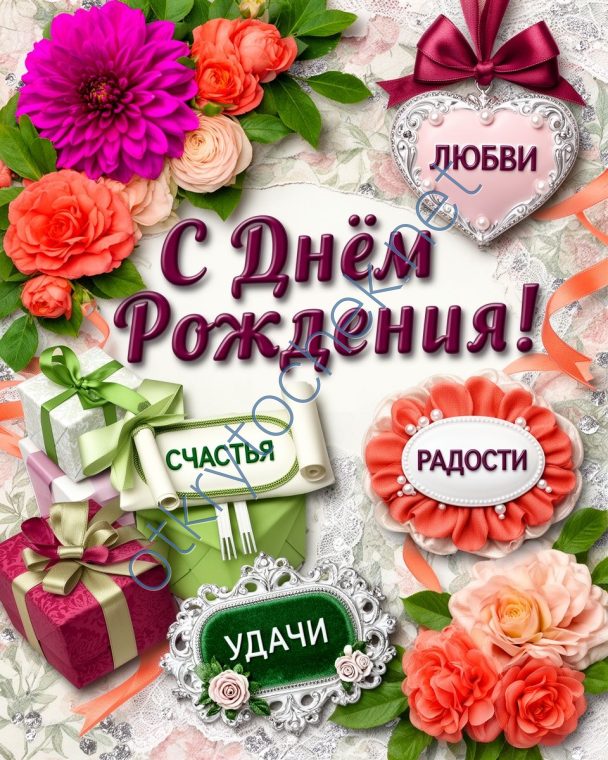Креативная открытка девушке с поздравлением на День рождения