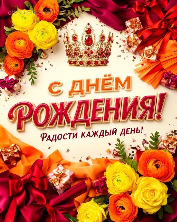 Красочная картинка девушке с днем рождения