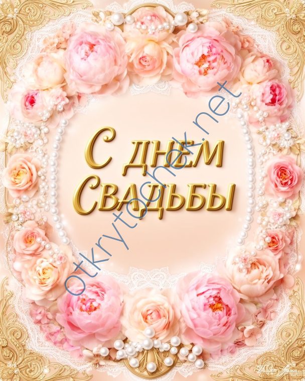 Милая цветочная поздравительная картинка с Днем свадьбы