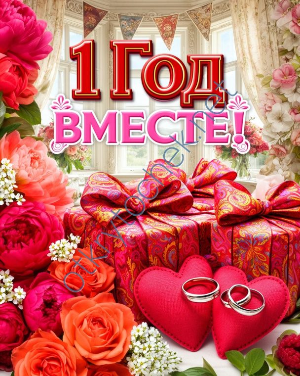 1 год вместе, картинка на годовщину свадьбы