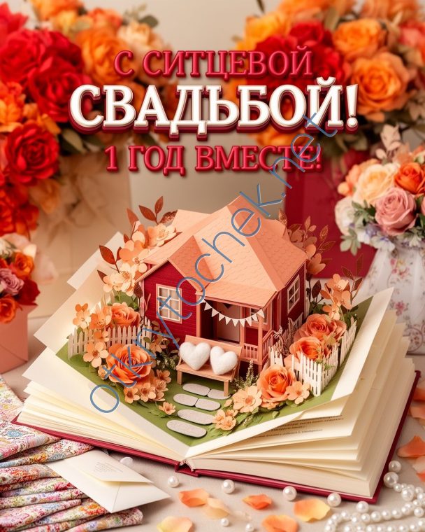 Картинка с поздравлением на ситцевую свадьбу