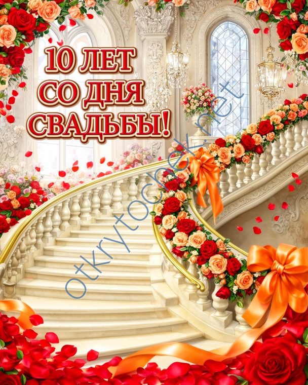 Красивая цветочная лестница - картинка на 10 лет свадьбы