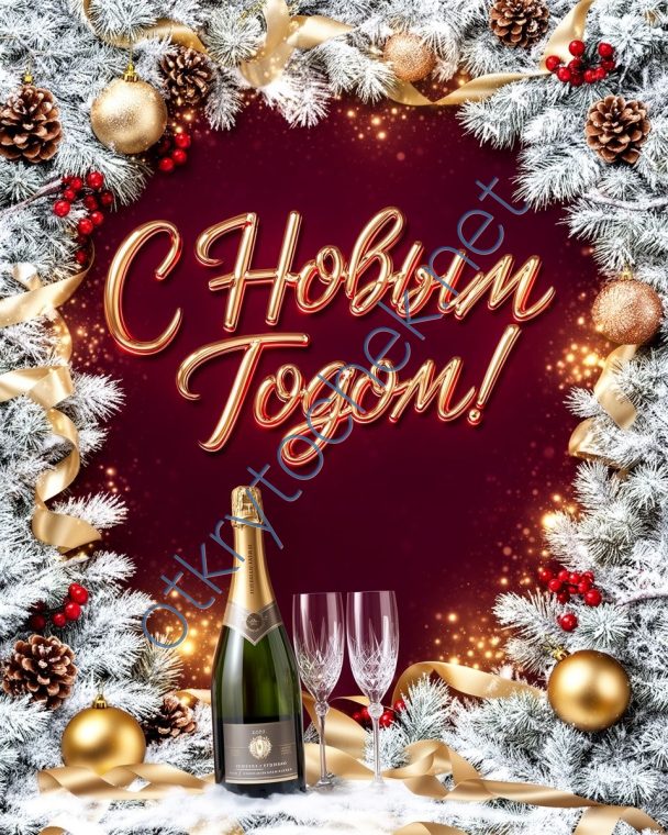 Праздничная неоновая открытка с Новым годом