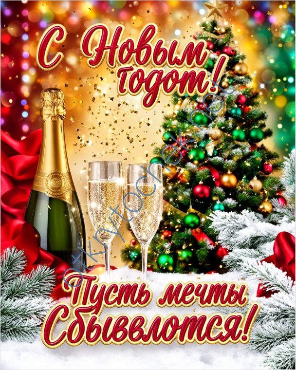 Добрая поздравительная открытка с Новым годом