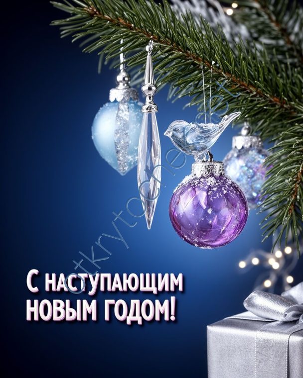 Картинка с елочными игрушками - с Наступающим Новым годом