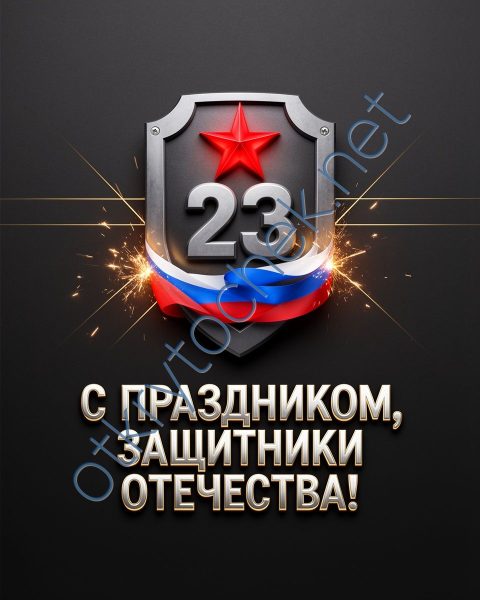Мужская стильная открытка с поздравлением на 23 февраля