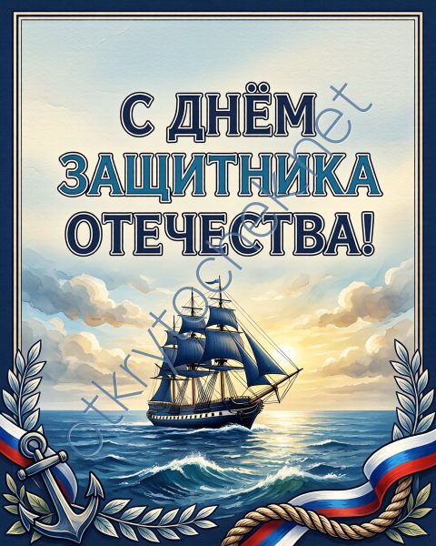 Красивая морская картинка с праздником 23 февраля