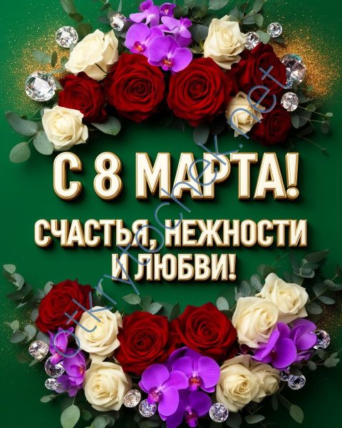 Милая картинка с цветами девушкам на 8 Марта